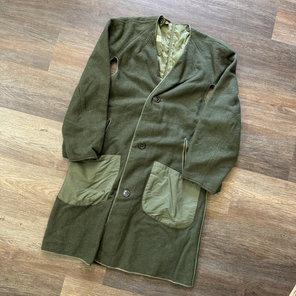 VTG US Army Wool Overcoat Liner OD Green‎ Sz S READ